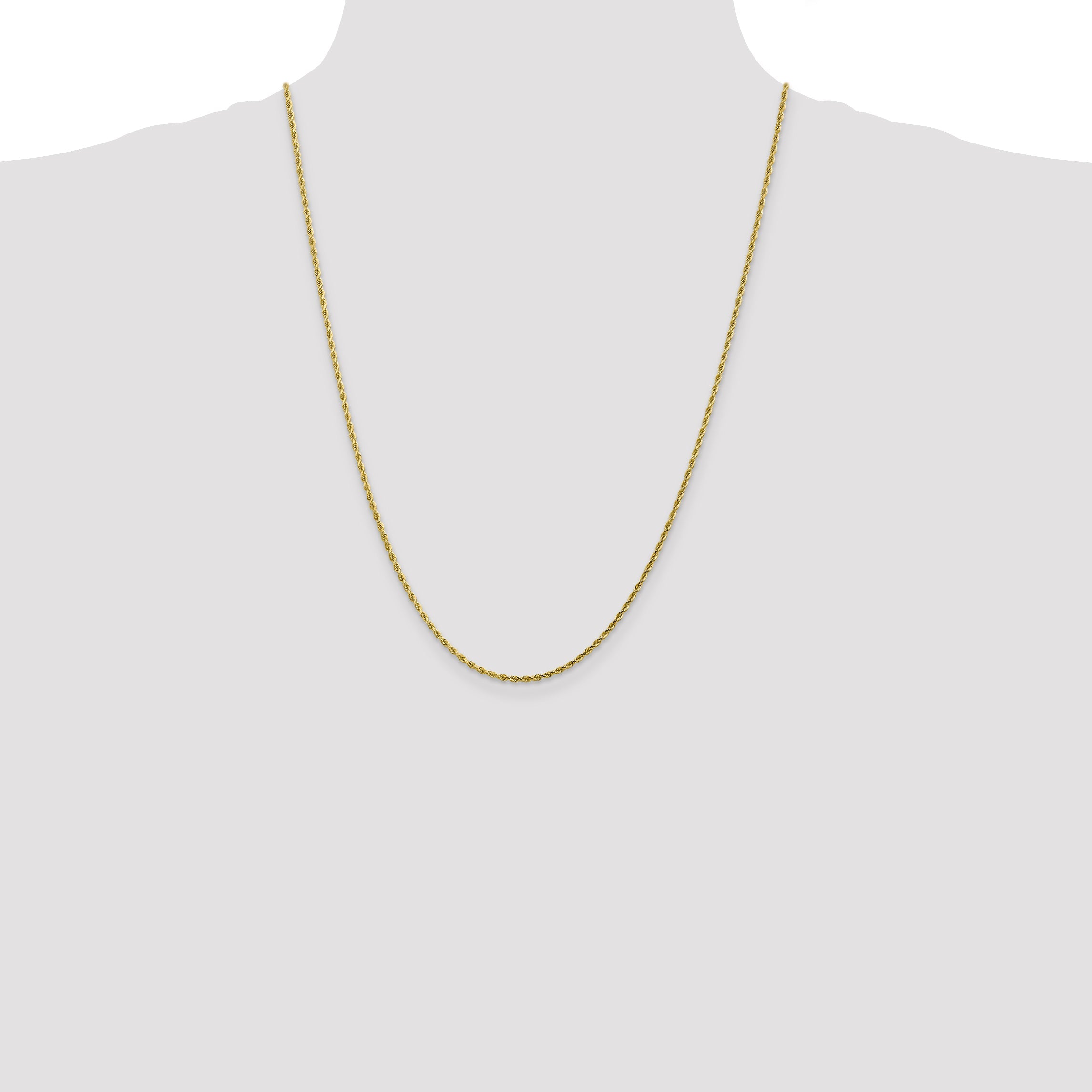 24 Inch 10K 1.75mm Diamond-Cut Rope Chain Necklace