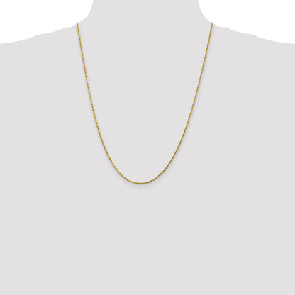 24 Inch 10K 1.75mm Diamond-Cut Rope Chain Necklace