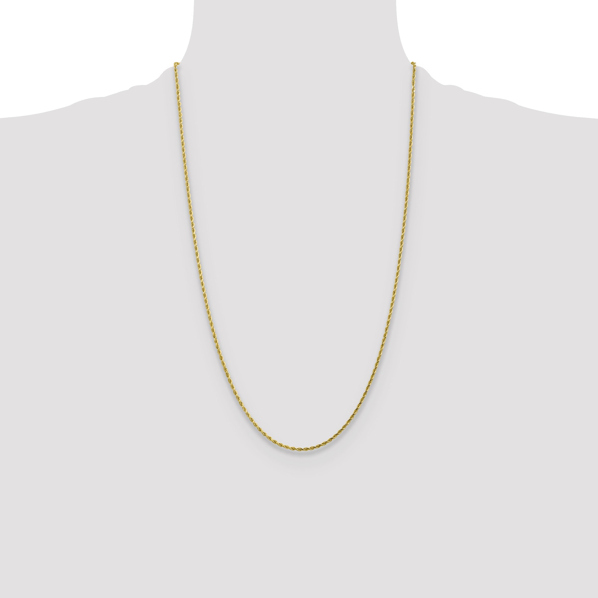 26 Inch 10K 1.75mm Diamond-Cut Rope Chain Necklace