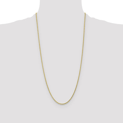 28 Inch 10K 1.75mm Diamond-Cut Rope Chain Necklace