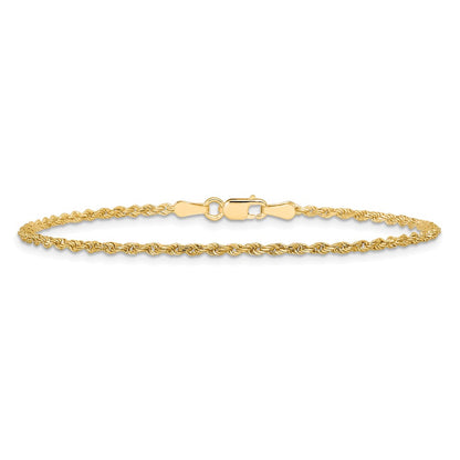 7 Inch 10k Yellow Gold 1.75mm Diamond-cut Rope Chain Bracelet