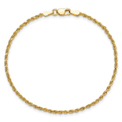 7 Inch 10k Yellow Gold 1.75mm Diamond-cut Rope Chain Bracelet