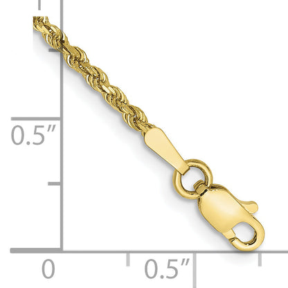 8 Inch 10k Yellow Gold 1.75mm Diamond-cut Rope Chain Bracelet