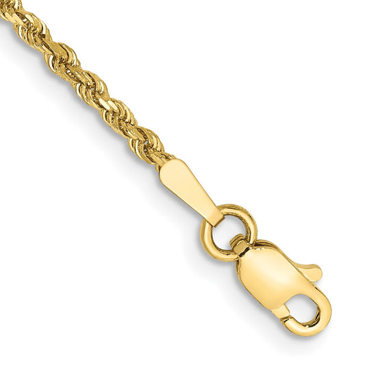 8 Inch 10k Yellow Gold 1.75mm Diamond-cut Rope Chain Bracelet