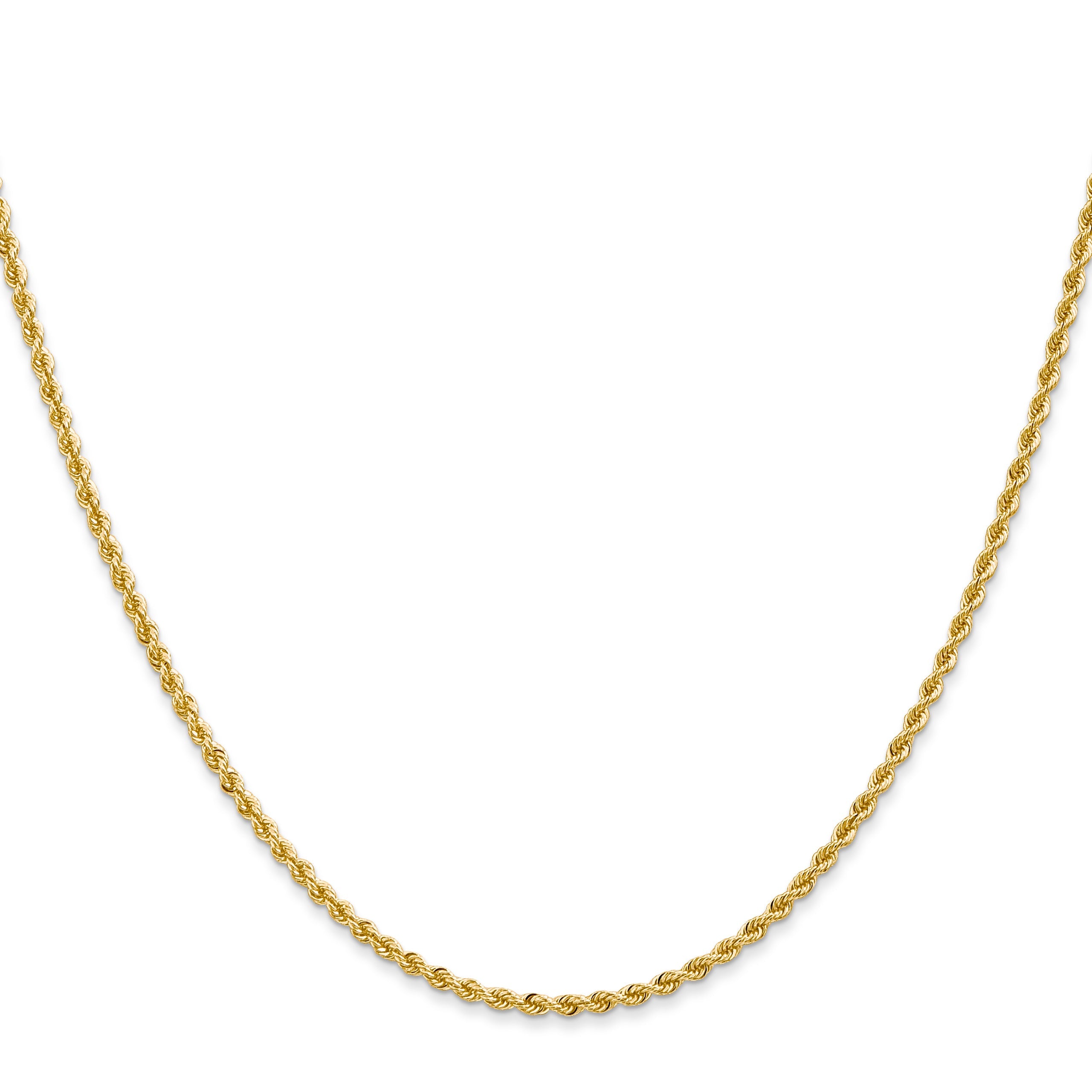 3 Inch 10K Yellow Gold 2mm Regular Rope Chain Necklace