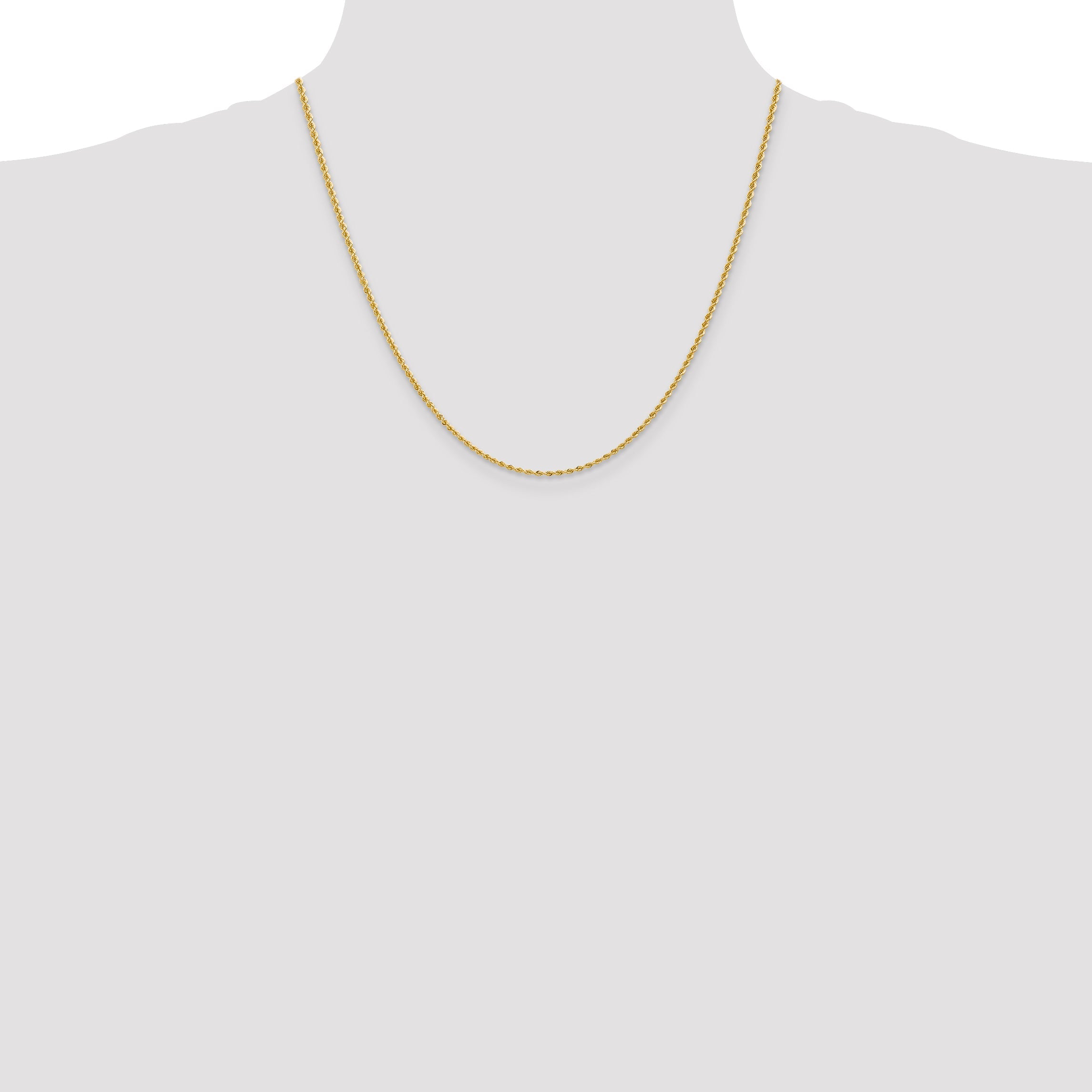 2 Inch 10K Yellow Gold 2mm Regular Rope Chain Necklace