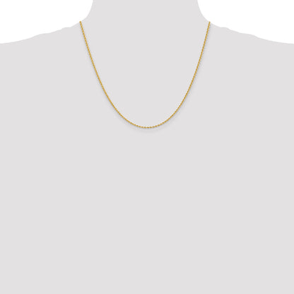 2 Inch 10K Yellow Gold 2mm Regular Rope Chain Necklace