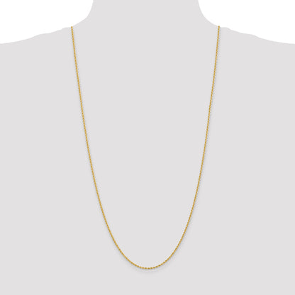 3 Inch 10K Yellow Gold 2mm Regular Rope Chain Necklace