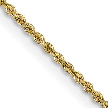 16 Inch 10K Yellow Gold 2mm Regular Rope Chain Necklace