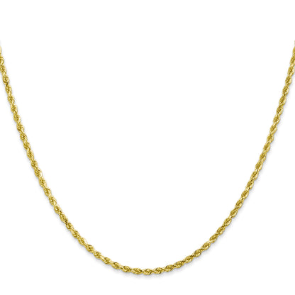 16 Inch 10K 2mm Diamond-Cut Rope Chain Necklace