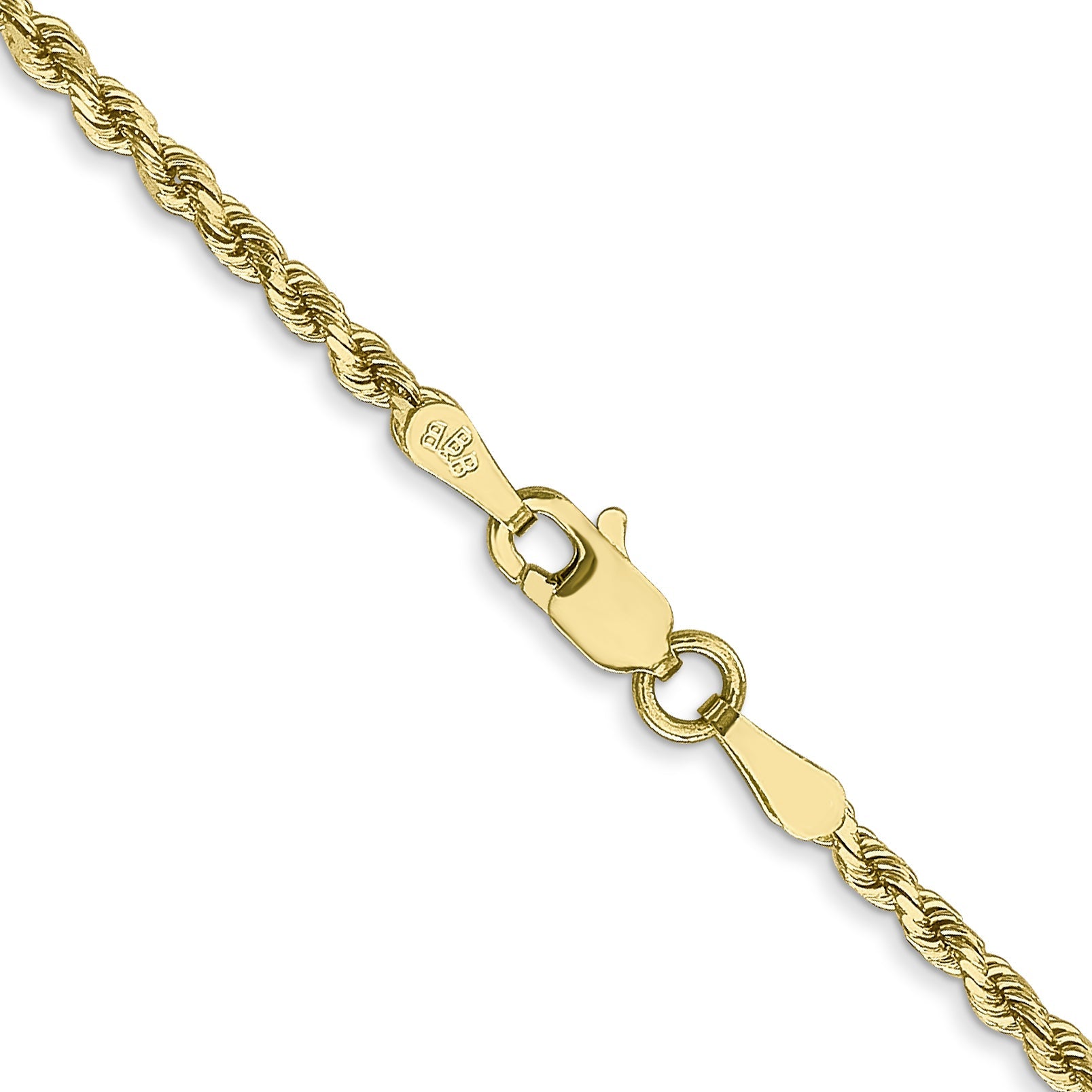 28 Inch 10K 2mm Diamond-Cut Rope Chain Necklace