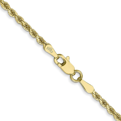 28 Inch 10K 2mm Diamond-Cut Rope Chain Necklace
