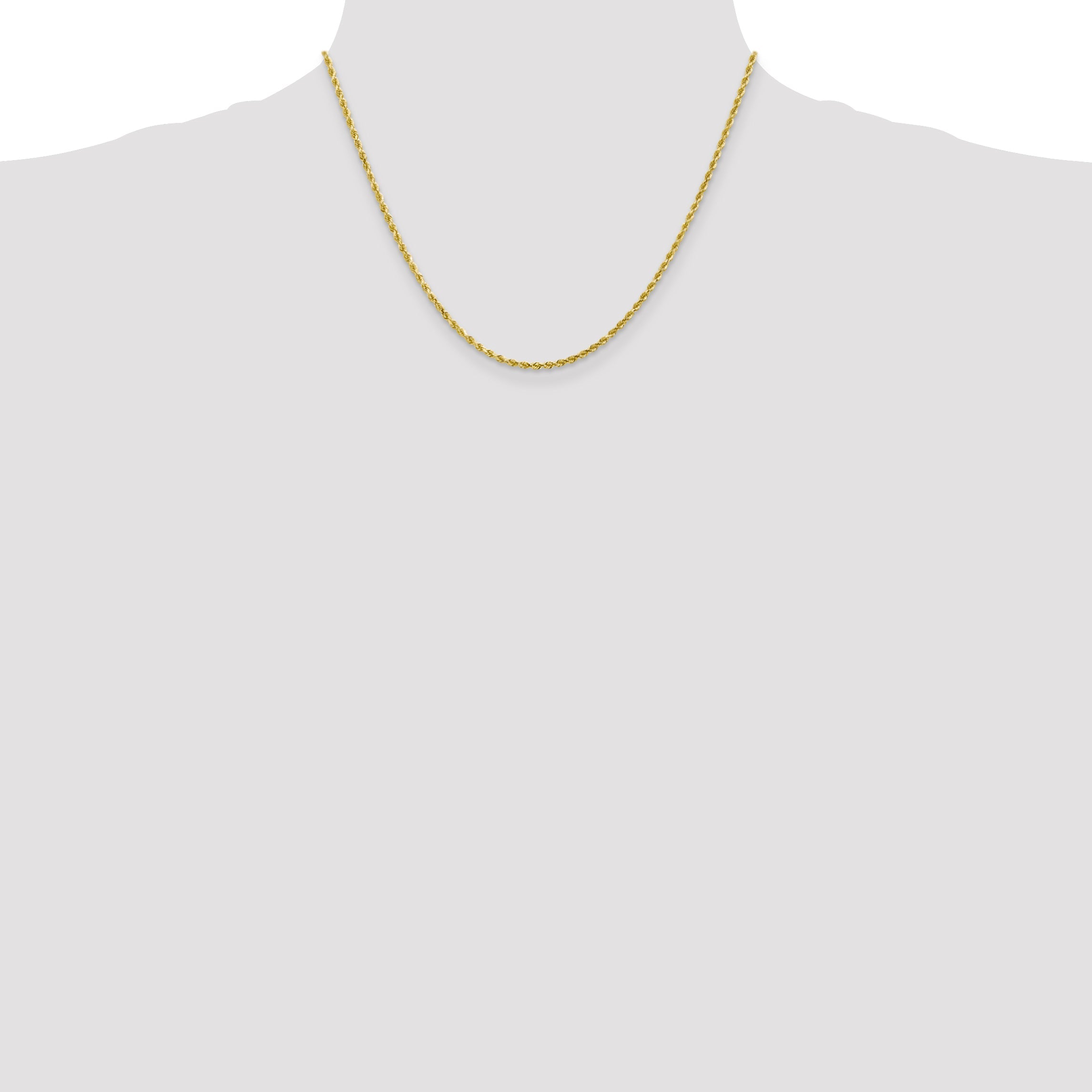18 Inch 10K 2mm Diamond-Cut Rope Chain Necklace