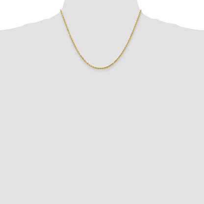 18 Inch 10K 2mm Diamond-Cut Rope Chain Necklace