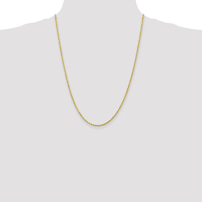 24 Inch 10K 2mm Diamond-Cut Rope Chain Necklace
