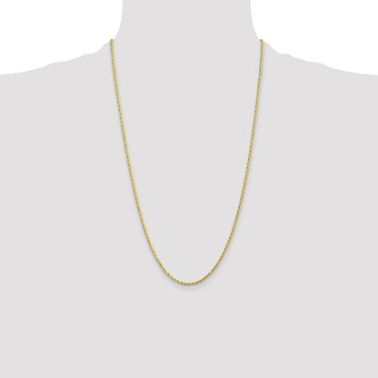 26 Inch 10K 2mm Diamond-Cut Rope Chain Necklace