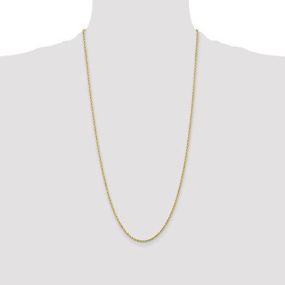 28 Inch 10K 2mm Diamond-Cut Rope Chain Necklace