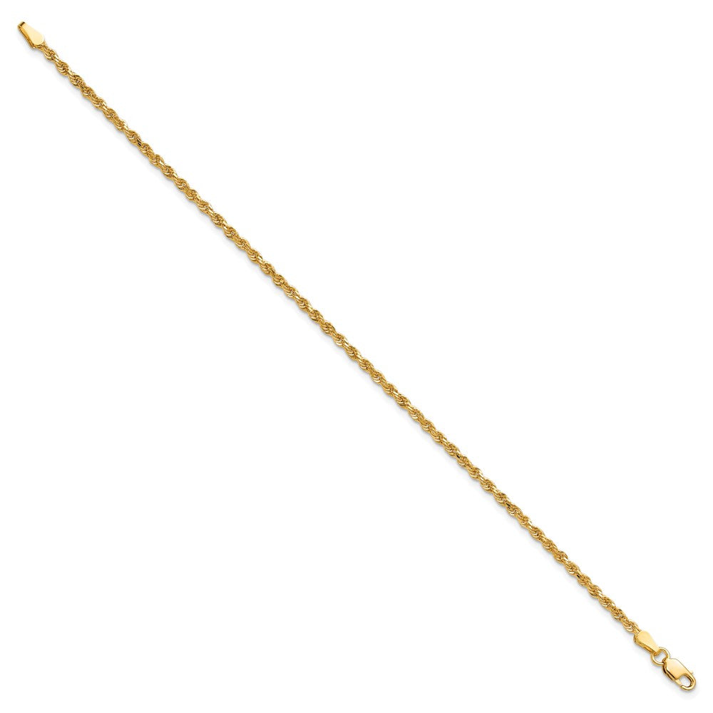 8 Inch 10k Yellow Gold 2mm Diamond-cut Rope Chain Bracelet