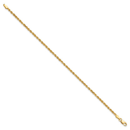 7 Inch 10k Yellow Gold 2mm Diamond-cut Rope Chain Bracelet