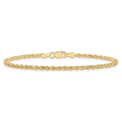 8 Inch 10k Yellow Gold 2mm Diamond-cut Rope Chain Bracelet