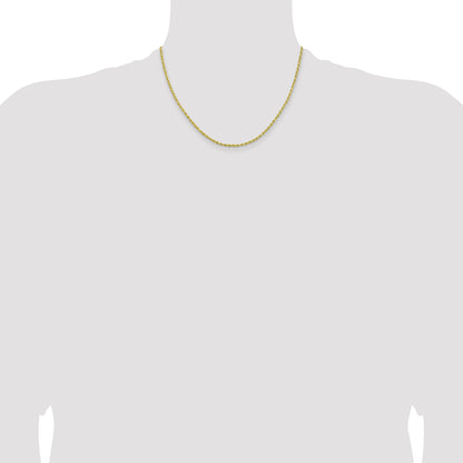 18 Inch 10K 2mm Lightweight D/C Rope With Lobster Clasp Chain Necklace