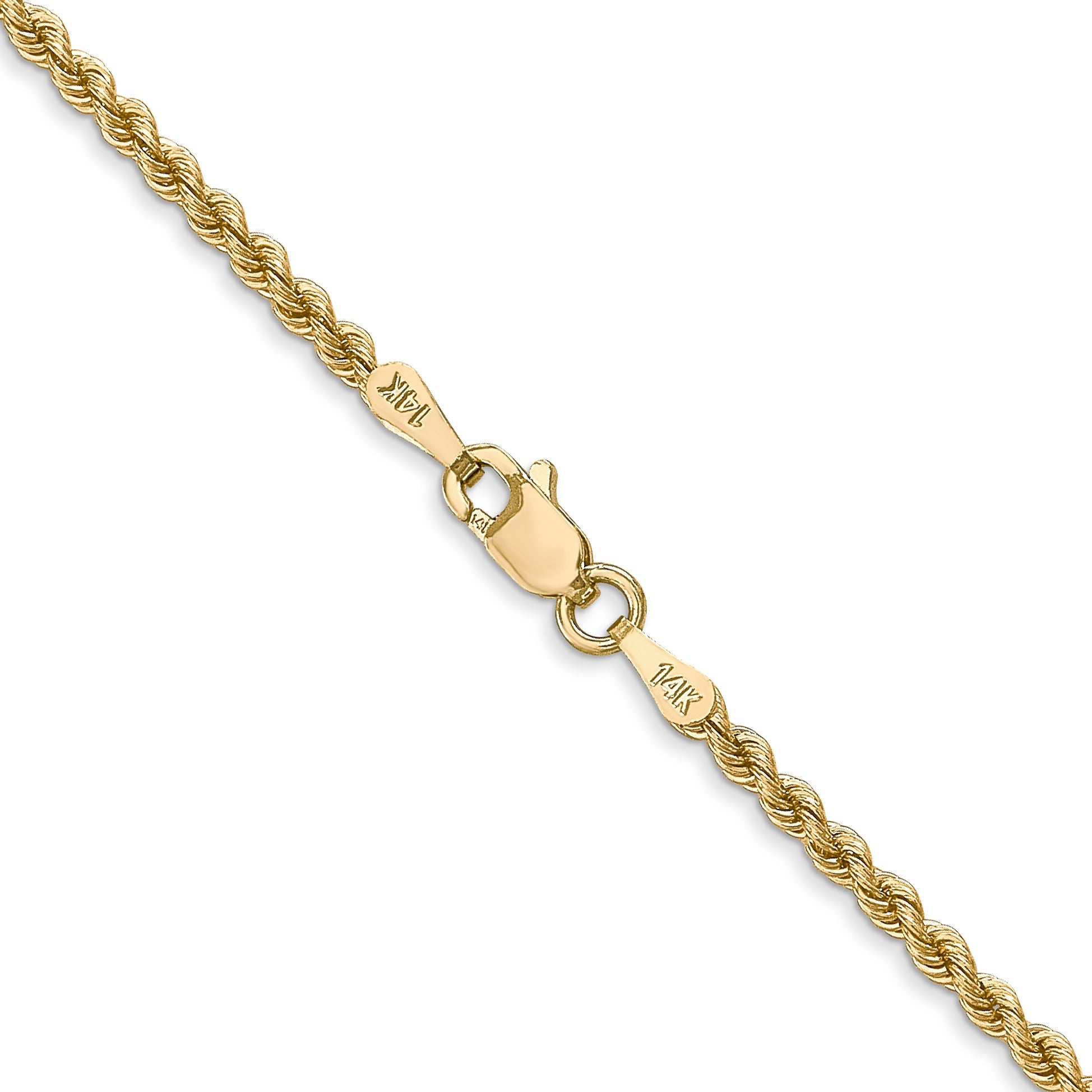 28 Inch 10K Yellow Gold 2.25mm Regular Rope Chain Necklace