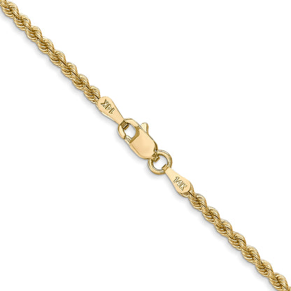18 Inch 10K Yellow Gold 2.25mm Regular Rope Chain Necklace