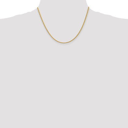 18 Inch 10K Yellow Gold 2.25mm Regular Rope Chain Necklace