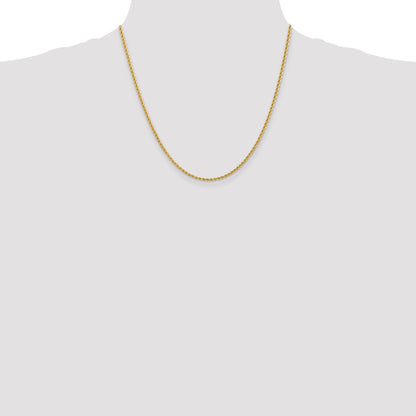 2 Inch 10K Yellow Gold 2.25mm Regular Rope Chain Necklace