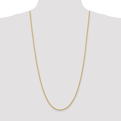3 Inch 10K Yellow Gold 2.25mm Regular Rope Chain Necklace