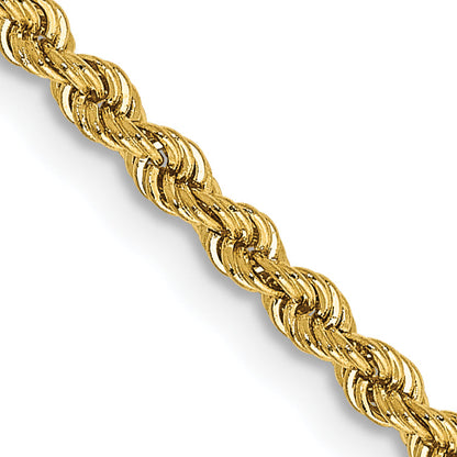 28 Inch 10K Yellow Gold 2.25mm Regular Rope Chain Necklace
