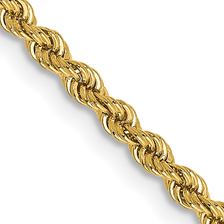 16 Inch 10K Yellow Gold 2.25mm Regular Rope Chain Necklace