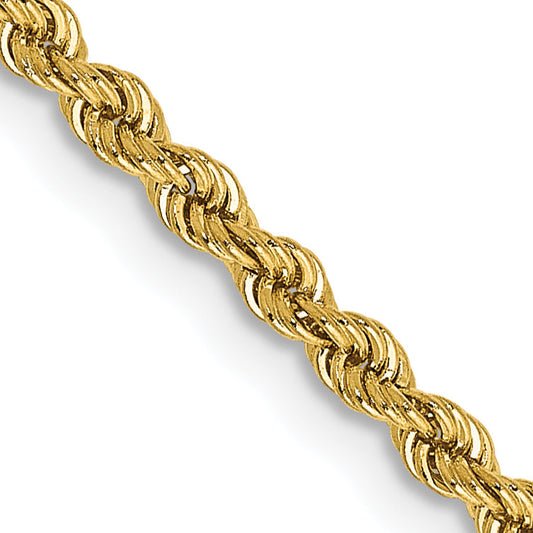 3 Inch 10K Yellow Gold 2.25mm Regular Rope Chain Necklace