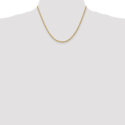 18 Inch 10K 2.25mm Diamond-Cut Rope Chain Necklace