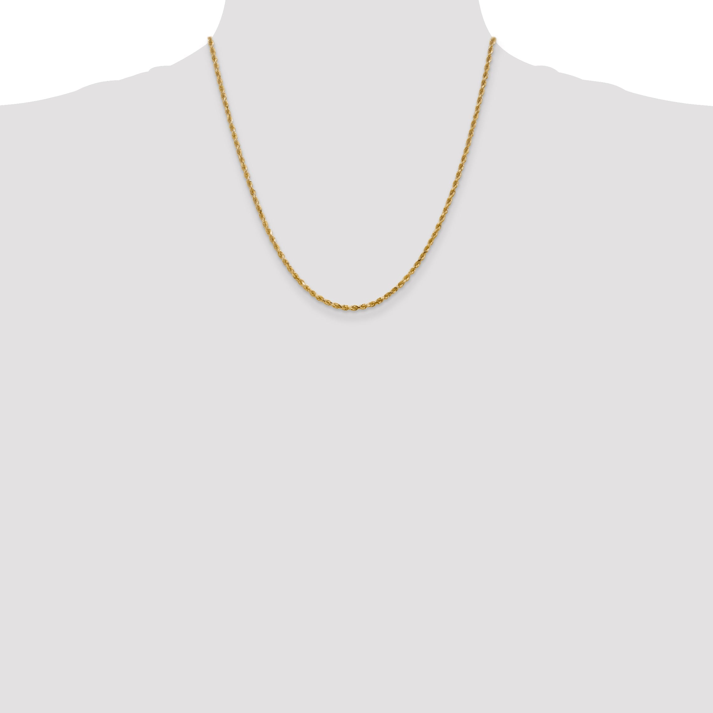 20 Inch 10K 2.25mm Diamond-Cut Rope Chain Necklace