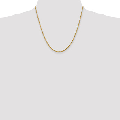 20 Inch 10K 2.25mm Diamond-Cut Rope Chain Necklace
