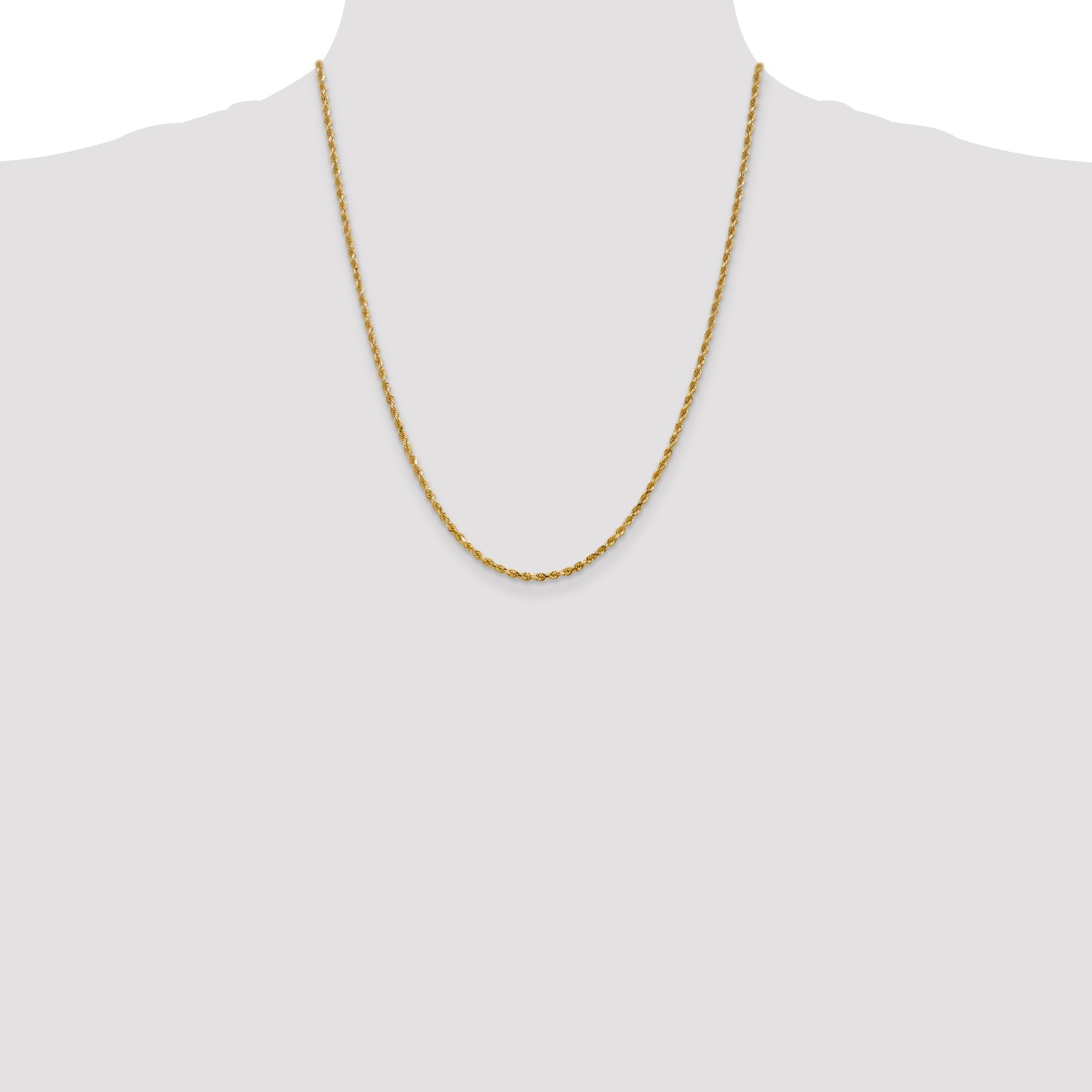 22 Inch 10K 2.25mm Diamond-Cut Rope Chain Necklace