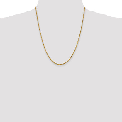 22 Inch 10K 2.25mm Diamond-Cut Rope Chain Necklace