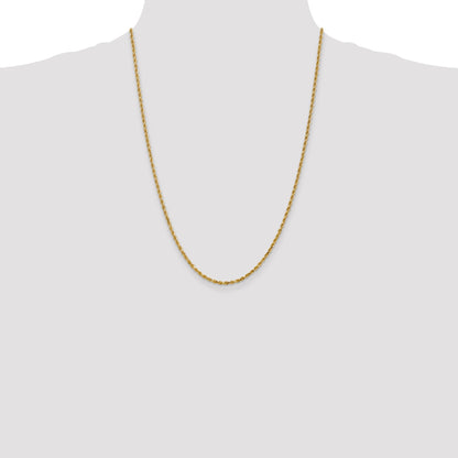 24 Inch 10K 2.25mm Diamond-Cut Rope Chain Necklace
