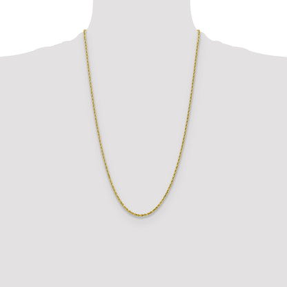 26 Inch 10K 2.25mm Diamond-Cut Rope Chain Necklace