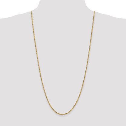 30 Inch 10K 2.25mm Diamond-Cut Rope Chain Necklace