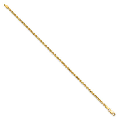 8 Inch 10k Yellow Gold 2.25mm Diamond-cut Rope Chain Bracelet