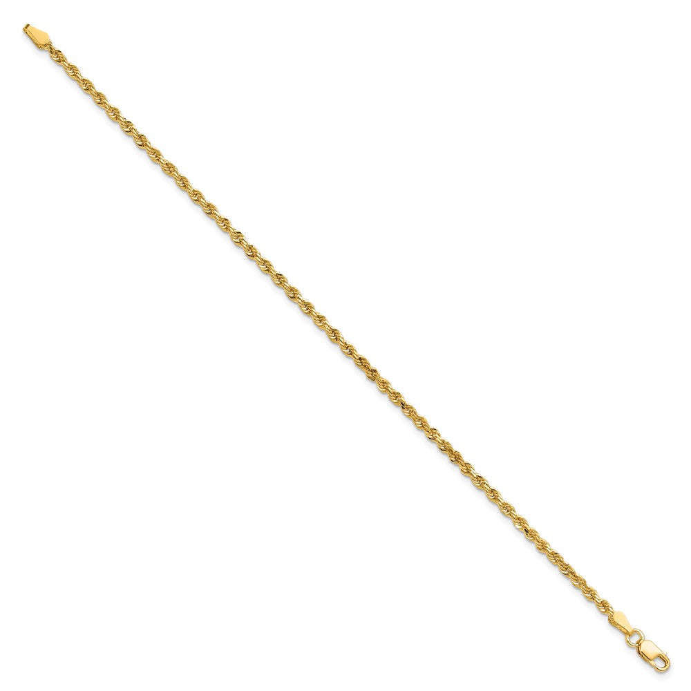 9 Inch 10K 2.25mm Diamond-Cut Rope Chain Anklet