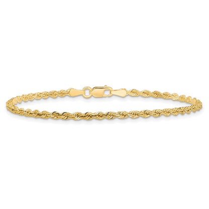 8 Inch 10k Yellow Gold 2.25mm Diamond-cut Rope Chain Bracelet