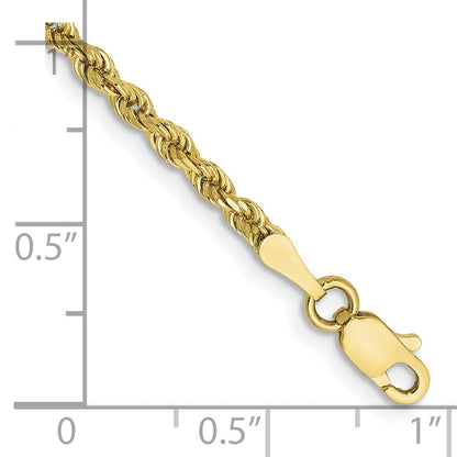 8 Inch 10k Yellow Gold 2.25mm Diamond-cut Rope Chain Bracelet