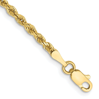 8 Inch 10k Yellow Gold 2.25mm Diamond-cut Rope Chain Bracelet