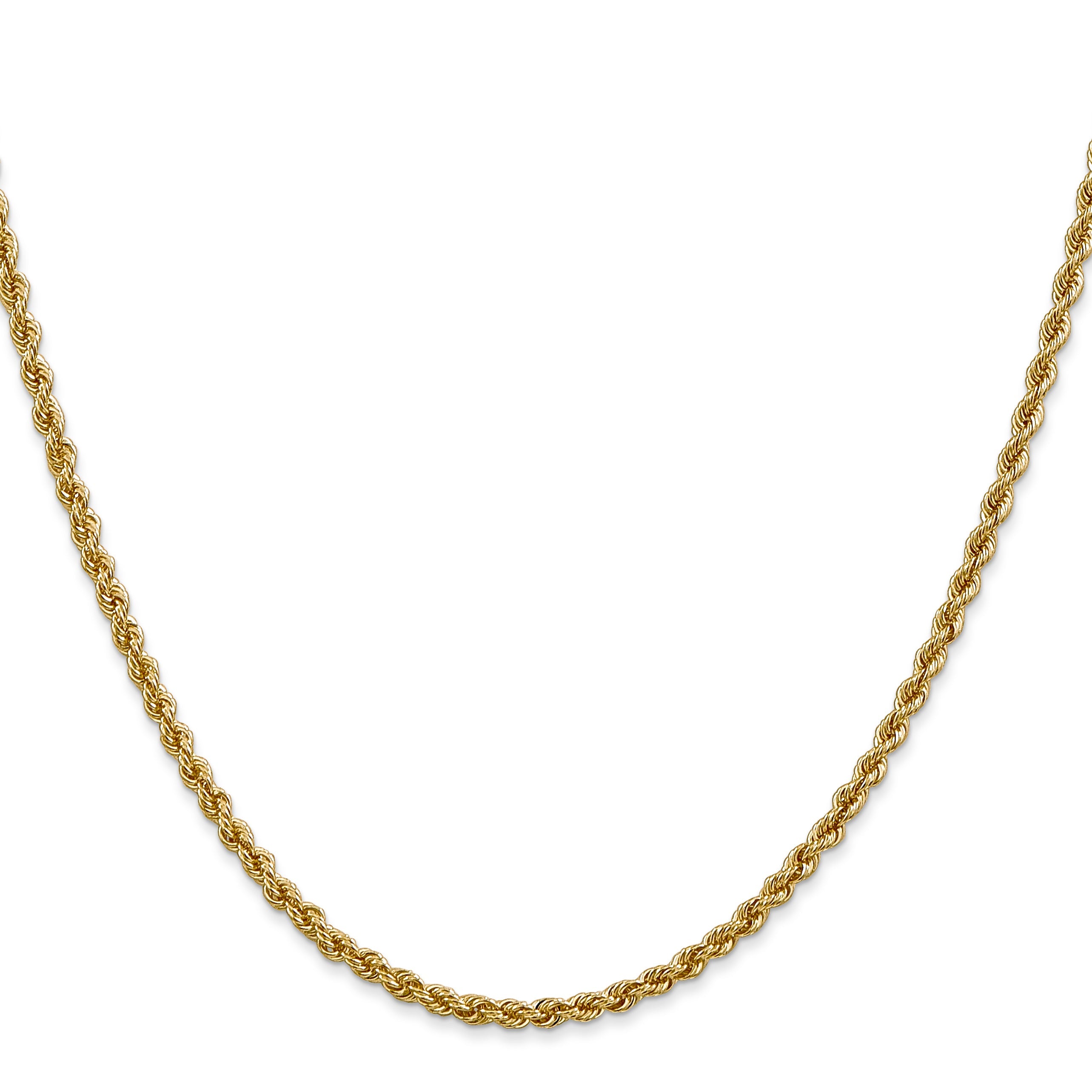 26 Inch 10K Yellow Gold 2.5mm Regular Rope Chain Necklace