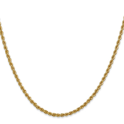 2 Inch 10K Yellow Gold 2.5mm Regular Rope Chain Necklace