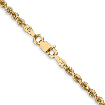 2 Inch 10K Yellow Gold 2.5mm Regular Rope Chain Necklace