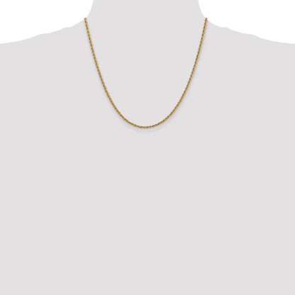 2 Inch 10K Yellow Gold 2.5mm Regular Rope Chain Necklace